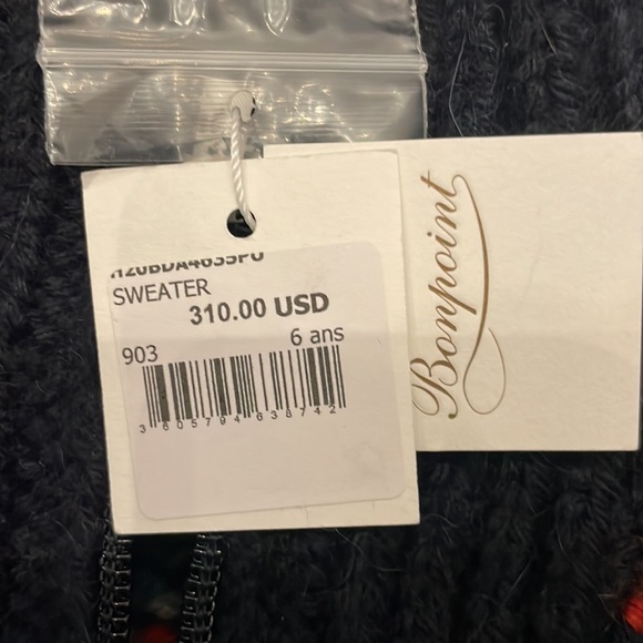 New with tags Bonpoint Zipped-Rollneck Jacquard Jumper | Blue - Picture 5 of 5